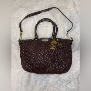 Coach Madison Chevron Nylon Demi Bag brown